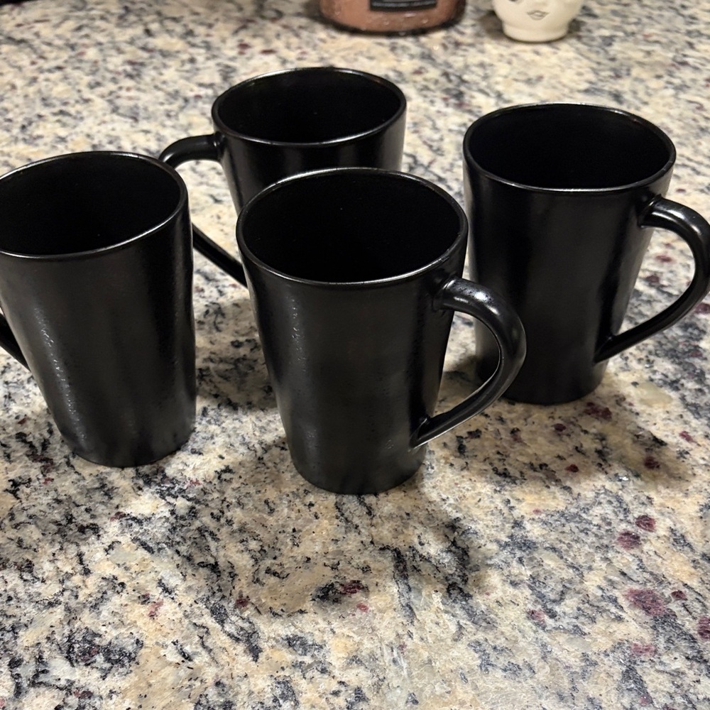 Marin Matte Black Stoneware Crate & Barrel mugs 4